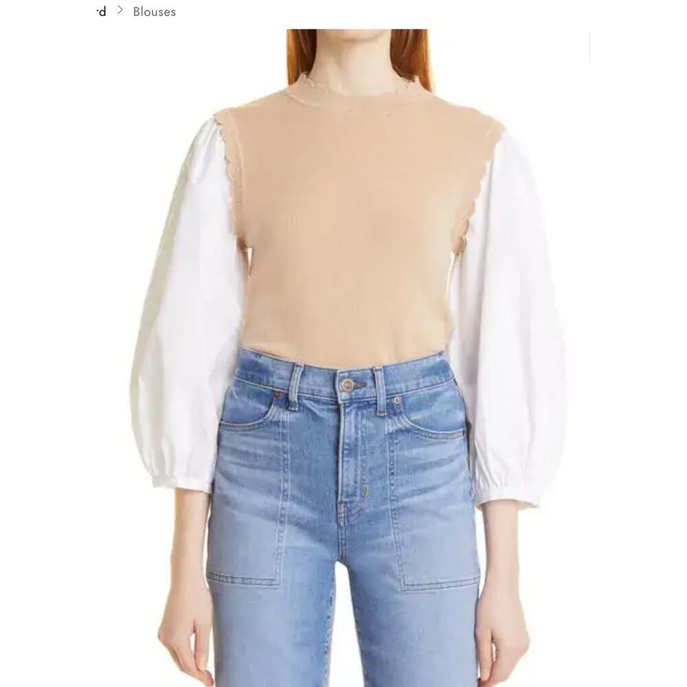 Veronica beard mixed media wool blend top